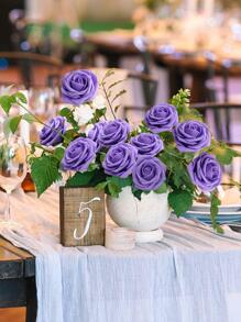 Nejlue Artificial Flowers/Plants1111 Home & Living 25 件/盒人造玫瑰花，假泡沫花，现代简约北欧风格，适用于室内外婚礼装饰 DIY 花环材料，新娘手捧花，家庭、餐厅、教室、办公室、酒店、餐厅、办公桌、卧室、生日派对装饰材料、情人节和新年圣诞节节日礼物装饰品 - 紫色 - 查看 8