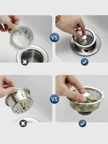 1pc 1pc Kitchen Water Sink Filter Sink Mesh Strainer Kitchen Stainless Steel Multi-purpose Sink Drain - Silver - View 5