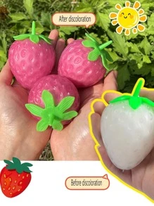 1pc Sunlight Sensitive Color Changing Strawberry (white Before Sun Exposure) - Pink - View 2