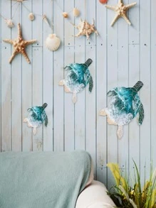 3 cái treo tường thiết kế rùa biển - Màu xanh lam - Xem 1