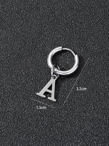 1pc Men Letter Drop Earring, For Jewelry Gift And Party - Silver - View 4