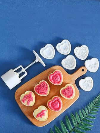 6入組愛心設計餅乾印章