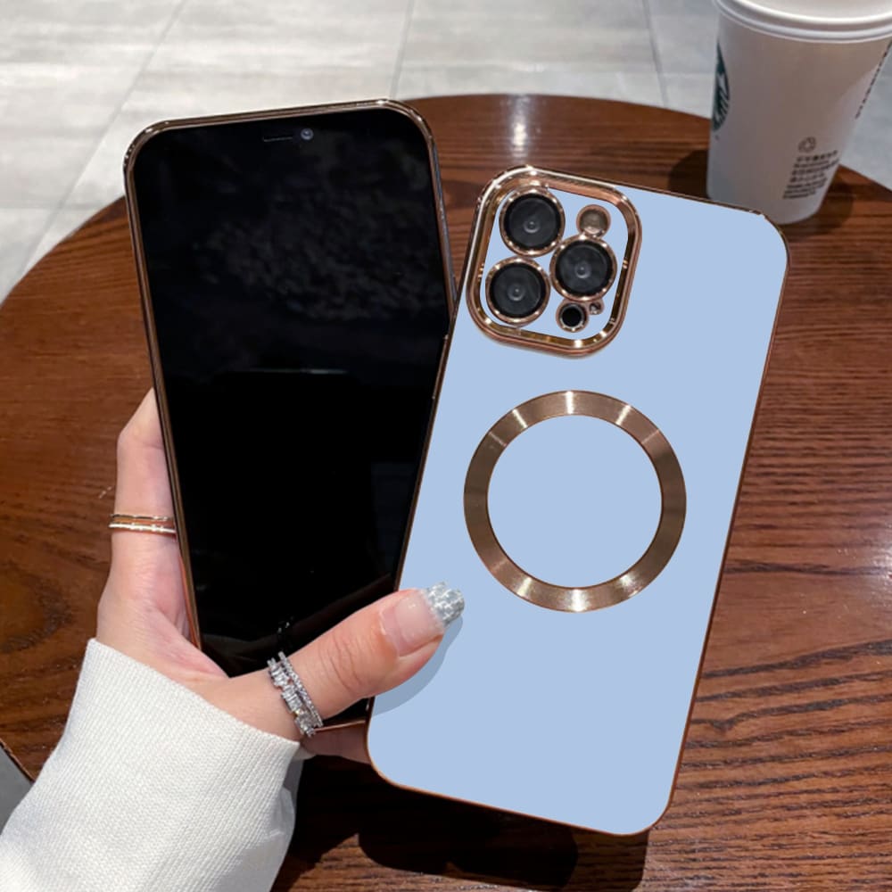 Case For Apple iPhone 14 13 12 11 Plus Pro Max Case Slim Plating MagSafe Cover - Blue - View 1