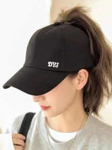 1入組女士字母刺繡休閒棒球帽適用於日常生活 - 黑色 - 查看 3