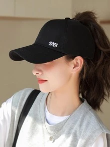 1入組女士字母刺繡休閒棒球帽適用於日常生活 - 黑色 - 查看 1