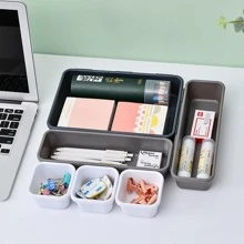 8pcs Solid Color Drawer Storage Box - Dark Grey - View 5