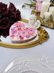 16pcs Flower Print Heart Design Disposable Napkin - Multicolor - View 2