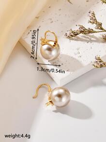 Faux Pearl Decor Hoop Earrings