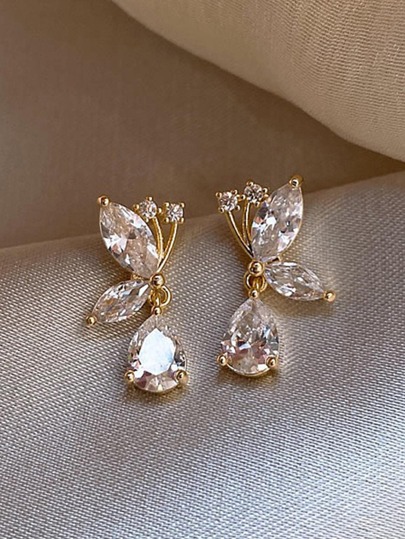 2 piezas Pendientes largos con diseño de diamante de imitación