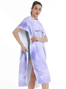 1pc Moon & Sun Pattern Hooded Bathrobe, Simple Microfiber Quick Drying Bath Wrap Towel For Travel, Home - Multicolor - View 11