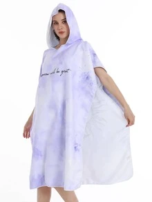 1pc Moon & Sun Pattern Hooded Bathrobe, Simple Microfiber Quick Drying Bath Wrap Towel For Travel, Home - Multicolor - View 10