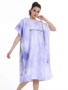 1pc Moon & Sun Pattern Hooded Bathrobe, Simple Microfiber Quick Drying Bath Wrap Towel For Travel, Home - Multicolor - View 7