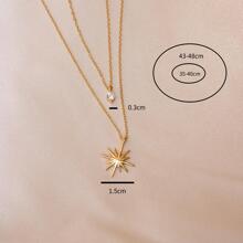 Star Decor Layered Chain Necklace - Gold - View 5