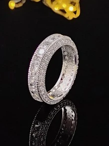 Cubic Zirconia Decor Ring - White - View 1