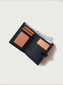 Colourblock Small Wallet Geometric Pattern Bifold - Brown - View 7