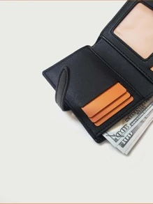 Colourblock Small Wallet Houndstooth Pattern Bifold - Brown - View 8