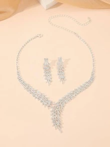 3 piezas Set joya con diseño de diamante de imitación