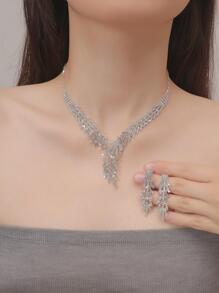 3 piezas Set joya con diseño de diamante de imitación