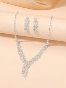 3 piezas Set joya con diseño de diamante de imitación