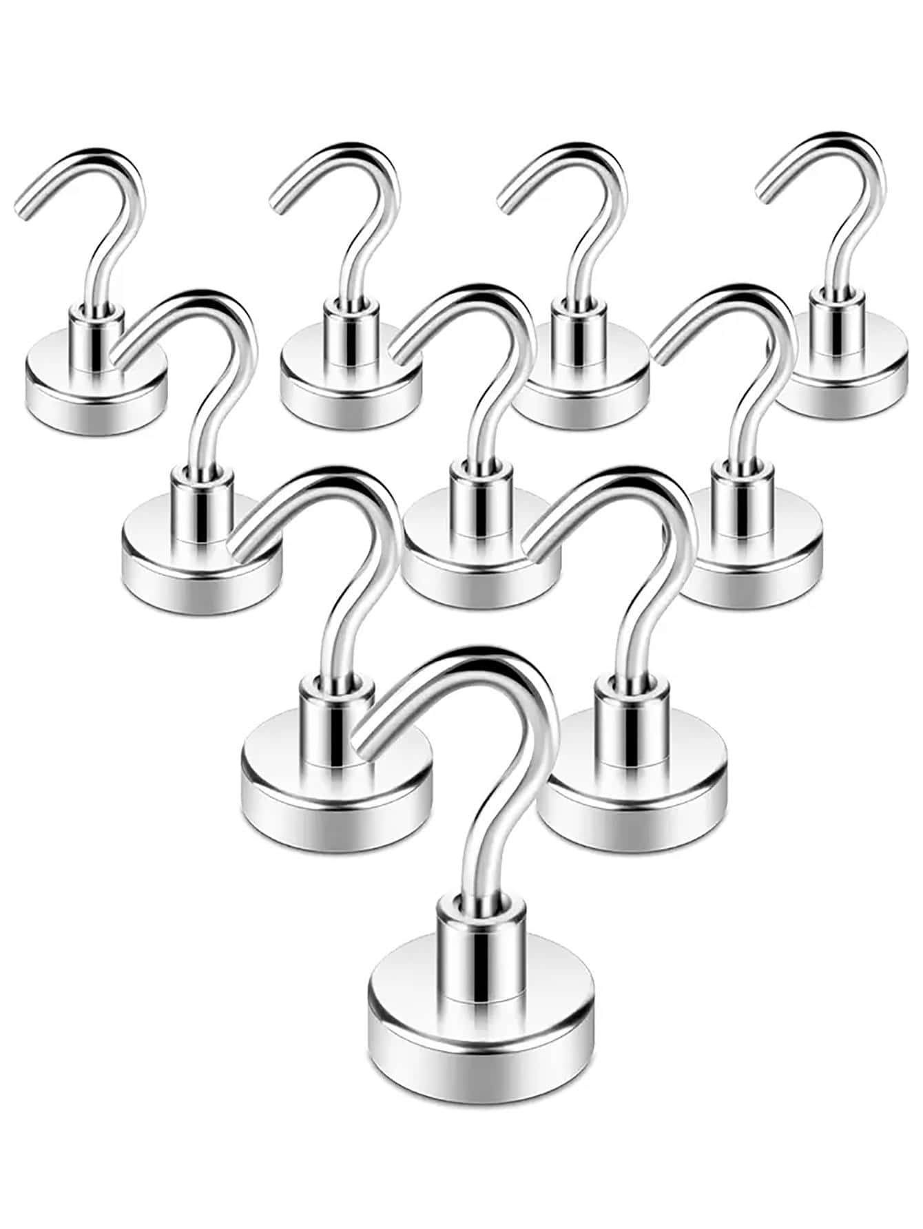 10pcs/set Hook, Modern Silver Punch-free Magnet Hook For Home - Silver - View 1