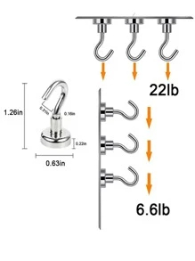 10pcs/set Hook, Modern Silver Punch-free Magnet Hook For Home - Silver - View 3