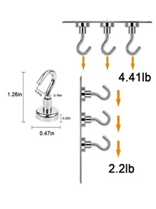 10pcs/set Hook, Modern Silver Punch-free Magnet Hook For Home - Silver - View 2
