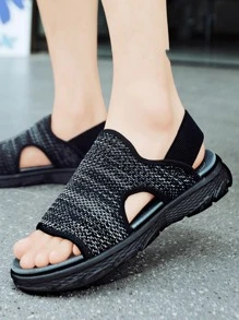 Men Cut Out Sandals, Sport Fabric Sport Sandals - Black - View 1