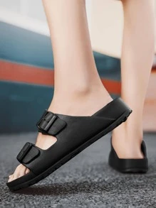 男士搭扣裝飾黑色戶外拖鞋 - 黑色 - 查看 2