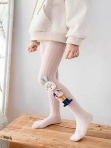 2pcs Toddler Girls' Tights With Cartoon Rabbit Decorations And Tight Pants - Multicolor - View 2