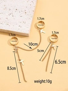 2pcs/set Cross Decor Ring - Yellow Gold - View 2
