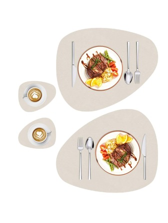 4pcs Placemat & Coaster Set, Modern Solid Color Geometric Shaped Multi-purpose Insulation Table Mat & Cup Coaster Set For Home