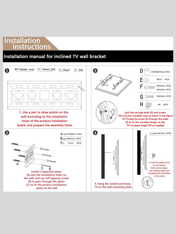 1pc 2665 Inch Stainless Steel TV Mount, Modernist Black Wall Mounted
