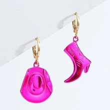 1 Vintage Hợp Kim Kẽm Da Bò & Giày Không Khớp Bông Tai Giọt Cho OW Cho Mùa Xuân Và Mùa Hè Trang Trí - Hồng - Xem 2