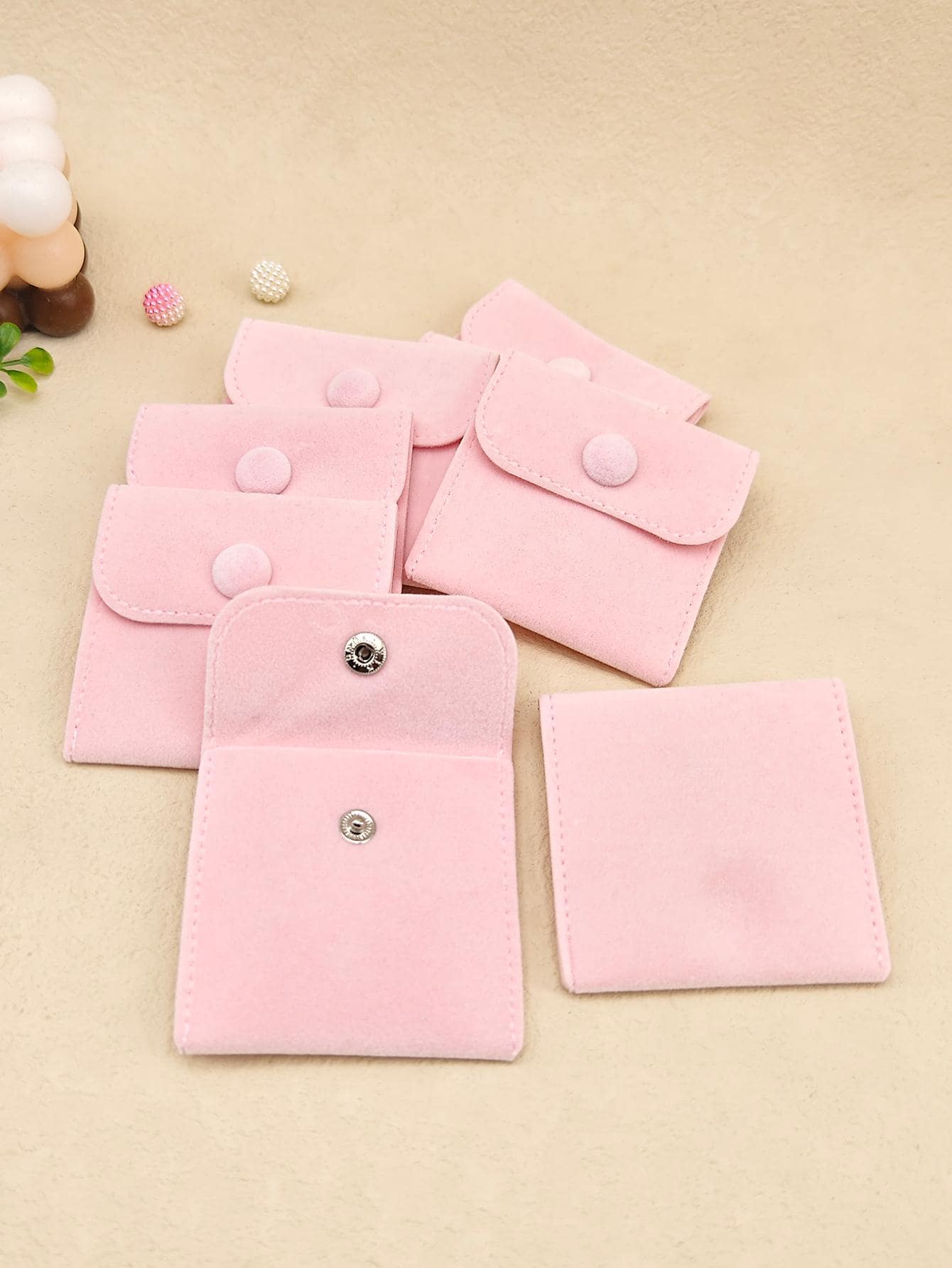 4 cái/bộ Túi đựng trang sức màu hồng - Hồng - Xem 1