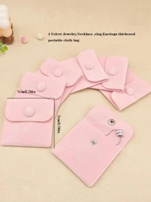 4 cái/bộ Túi đựng trang sức màu hồng - Hồng - Xem 4