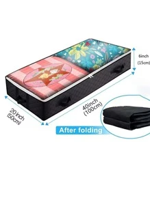 1入組多格衣服收納黑色滌綸便攜可折疊包包收納包 - 黑色 - 查看 4