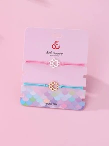 2 piezas pulseras bonitas con decoración de pata para niñas para regalo de amiga - Rosa - Ver 2