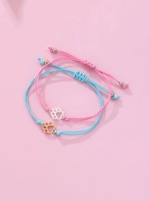 2 piezas pulseras bonitas con decoración de pata para niñas para regalo de amiga - Rosa - Ver 3