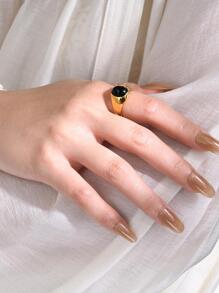 Anillo con diseño de gema - Amarillo Oro - Ver 1