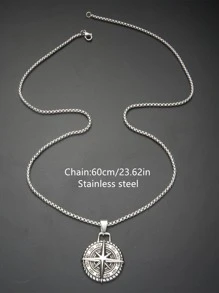Men Compass Pendant Necklace, For Jewelry Gift And Party - Silver - View 5