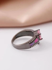 Nhẫn trang trí hình trái tim bằng đá rhinestone - Hồng - Xem 5