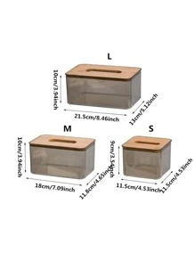 1pc Clear Tissue Storage Box, ABS Minimalist Tissue Organizer Box For Household - Clear - View 3