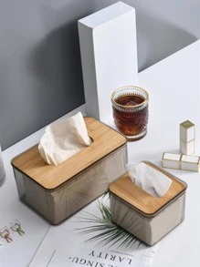 1pc Clear Tissue Storage Box, ABS Minimalist Tissue Organizer Box For Household - Clear - View 6