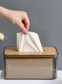1pc Clear Tissue Storage Box, ABS Minimalist Tissue Organizer Box For Household - Clear - View 1