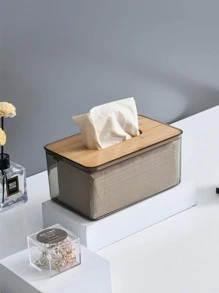 1pc Clear Tissue Storage Box, ABS Minimalist Tissue Organizer Box For Household - Clear - View 4