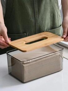 1pc Clear Tissue Storage Box, ABS Minimalist Tissue Organizer Box For Household - Clear - View 2