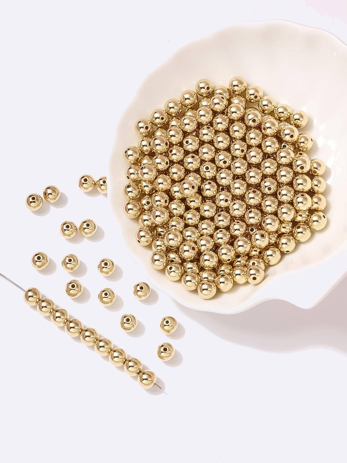 200入組/套塑膠釘珠DIY首飾配件 - 金色 - 查看 1