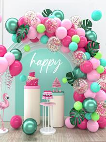 95件派對裝飾用品，火烈鳥主題彩色氣球膠水鏈，生日假日派對背景裝飾用品彩纷氣球套裝 - 彩色 - 查看 1