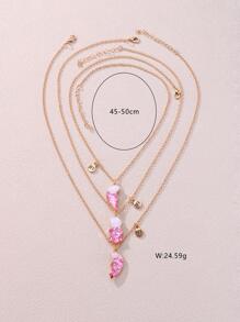 3入組女孩 Bff 心形鋅合金吊墜項鍊，帶閃光設計，磁性閉合送給最好朋友完美生日禮物