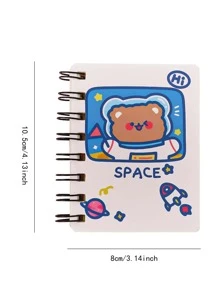 1pc Cartoon Graphic Spiral Notebook, Cute Beige Portable Mini Notebook For School Student - Beige - View 3